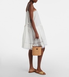 Prada Leather-trimmed wicker bucket bag