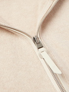 TOM FORD - Slim-Fit Leather-Trimmed Wool and Cashmere-Blend Half-Zip Sweater - Neutrals