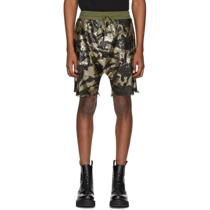 Photo: R13 Green Camouflage Sequin Harem Shorts