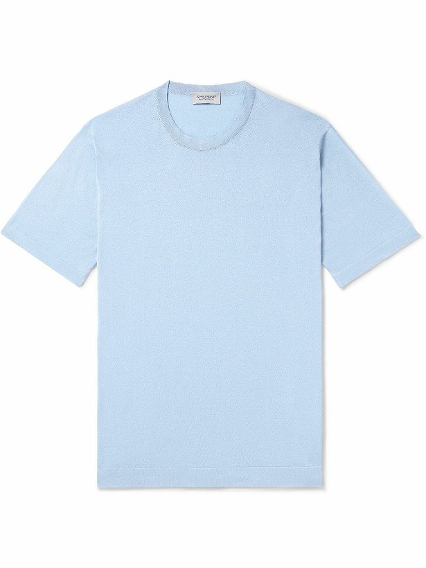 Photo: John Smedley - Lorca Slim-Fit Sea Island Cotton T-Shirt - Blue