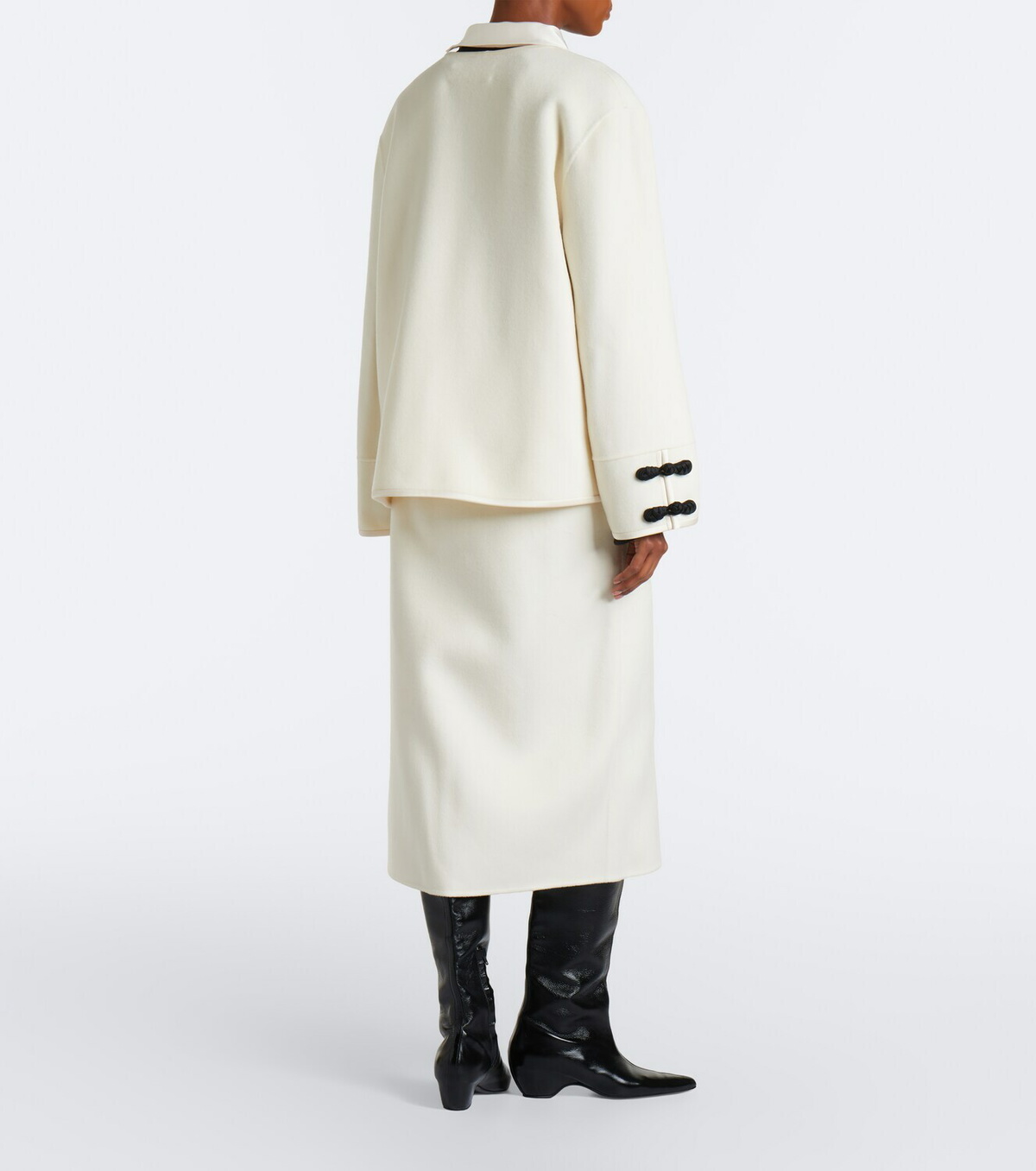 Róhe Fringed wool and cashmere midi skirt