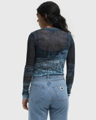 ØLÅF SCRIPT AOP MESH TOP LS Blue Womens Longsleefe