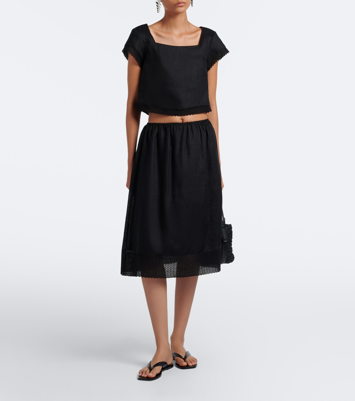 Posse Alfie cropped embroidered linen top