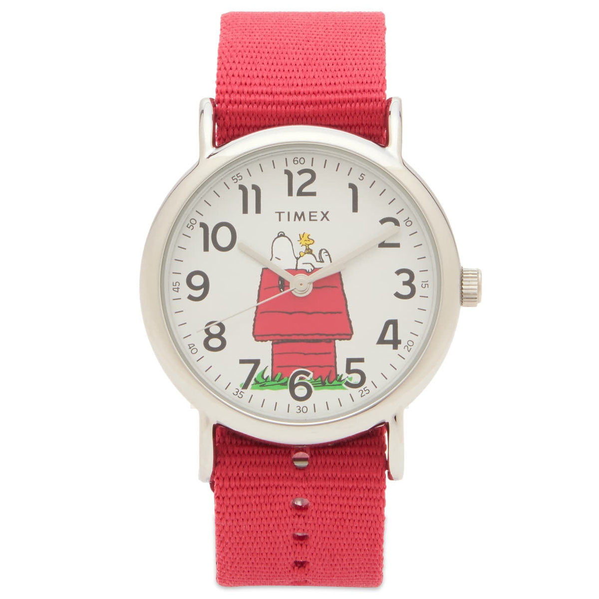Timex x Peanuts Weekender Classic 38mm Watch in Red 
