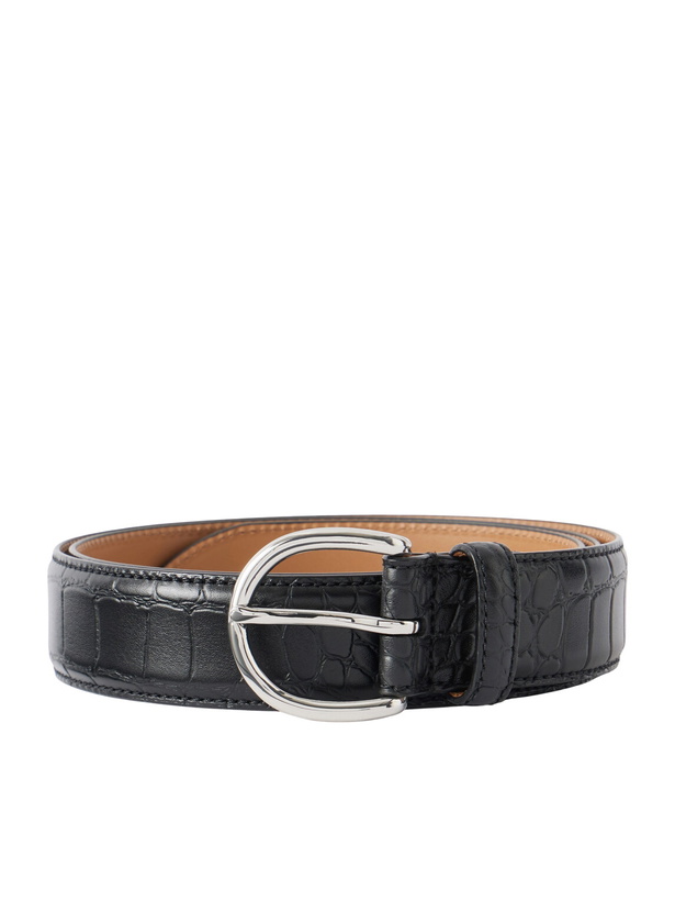 Photo: MORJAS - 3cm Croc-Embossed Leather Belt - Black