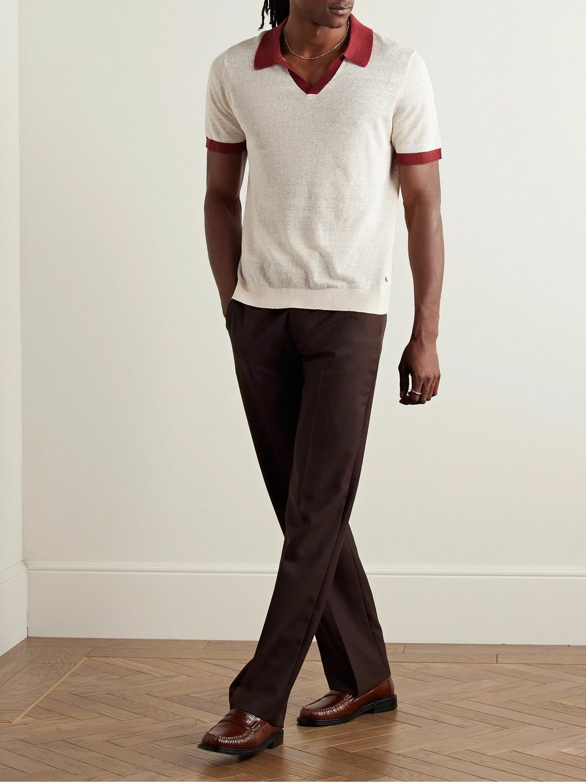 Onia - Johnny Two-Tone Linen Polo Shirt - Neutrals