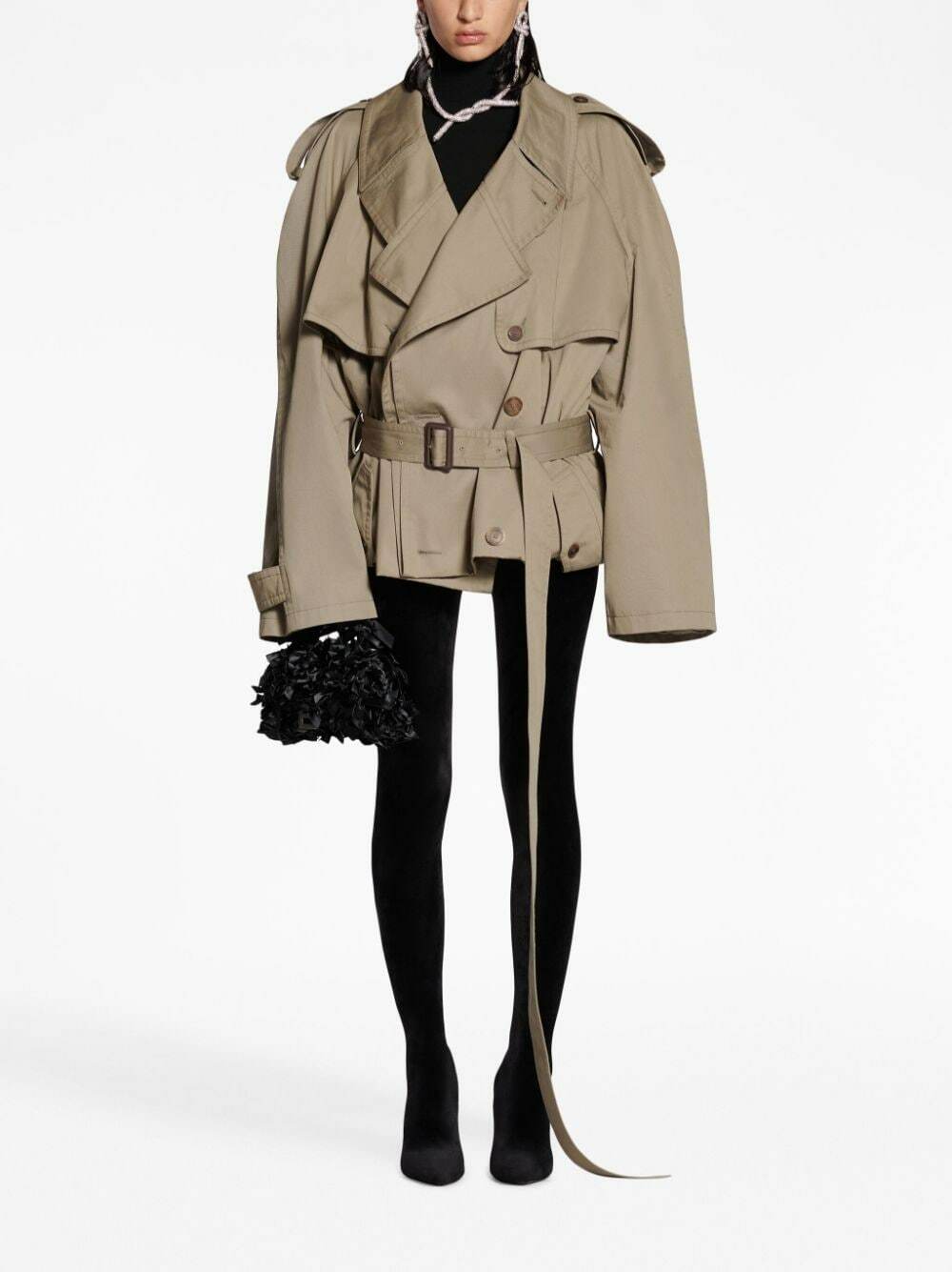 BALENCIAGA Short Cotton Trench Coat