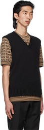 Fendi Black Embossed Logo Vest
