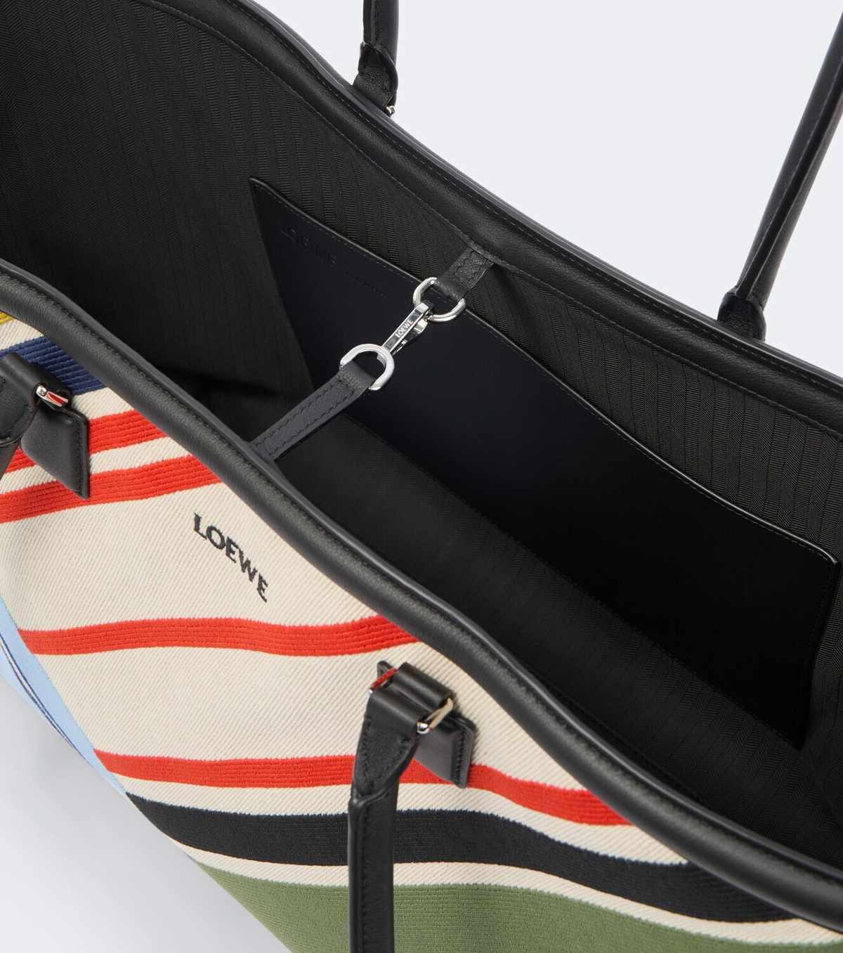 Loewe Verano Large striped canvas tote bag