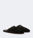 John Lobb Leather-trimmed suede slippers