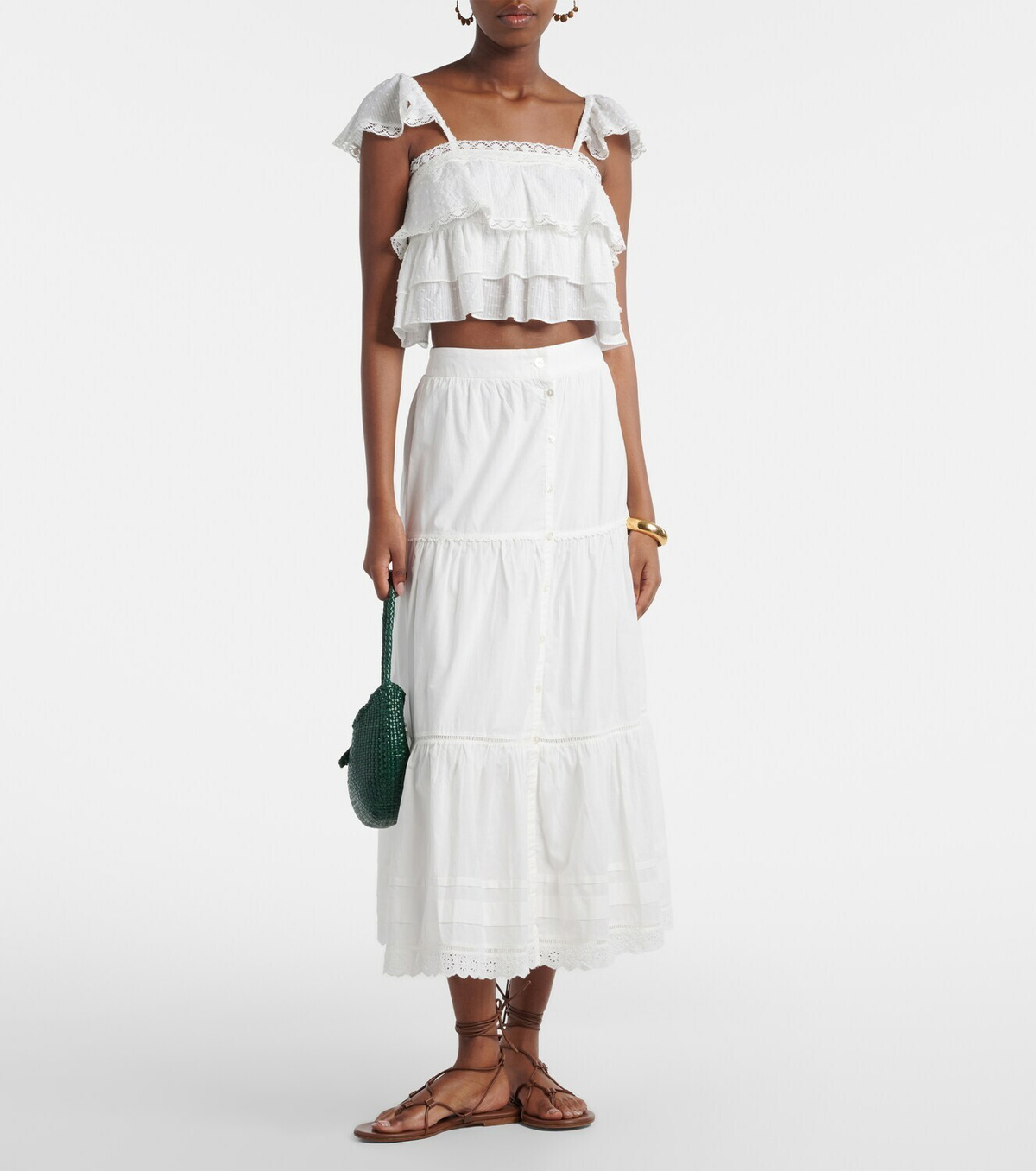Poupette St Barth Ines broderie anglaise maxi skirt