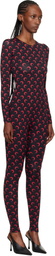 Marine Serre Black Moon Printed Jersey LS Jumpsuit