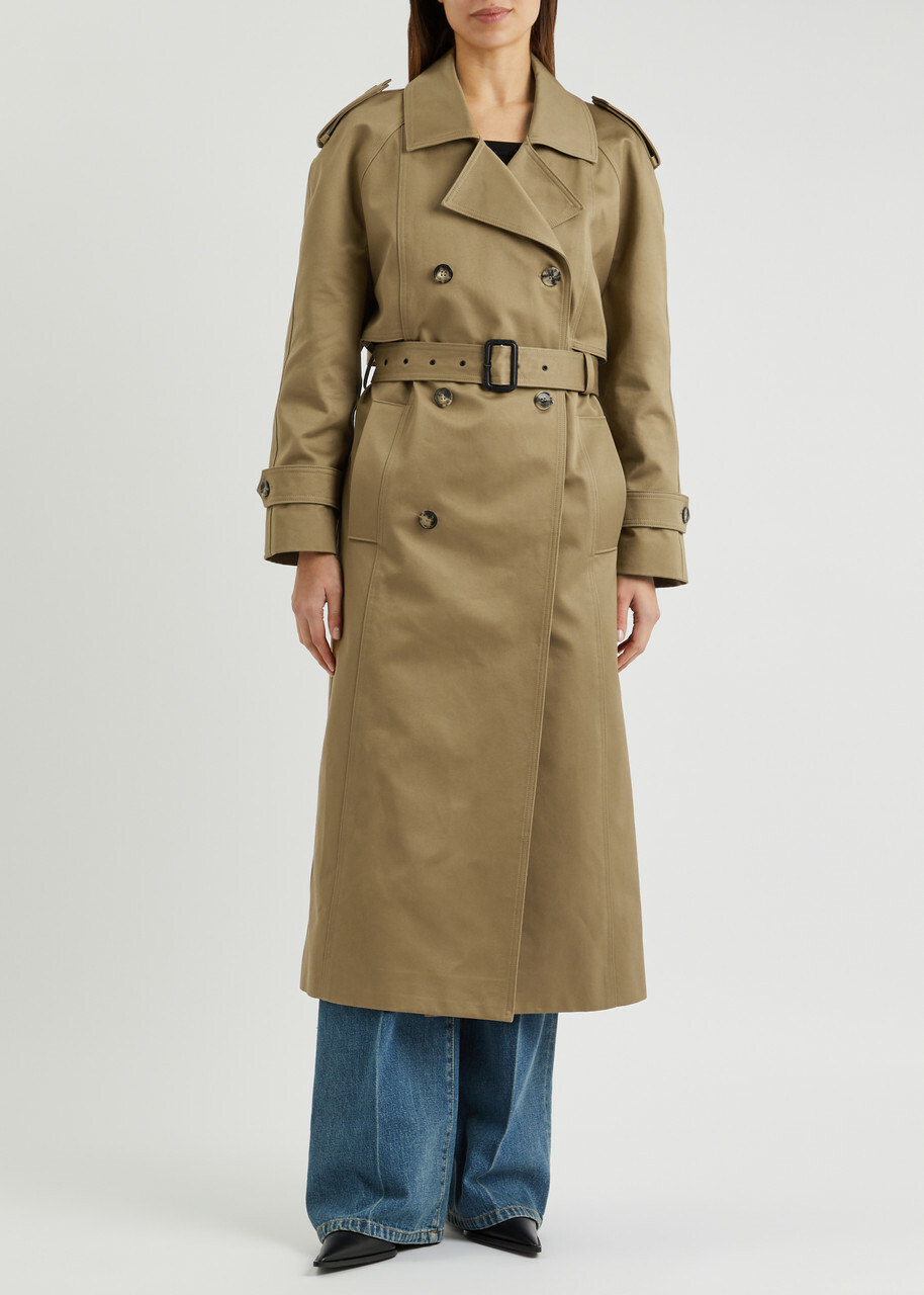Saint Laurent Women's Beige Double-breasted Cotton Trench