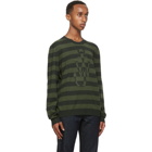 JW Anderson Green Striped Logo Sweater