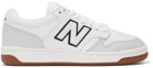 New Balance White & Grey BB480 Sneakers