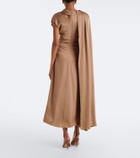 Simkhai Jacka caped satin midi dress