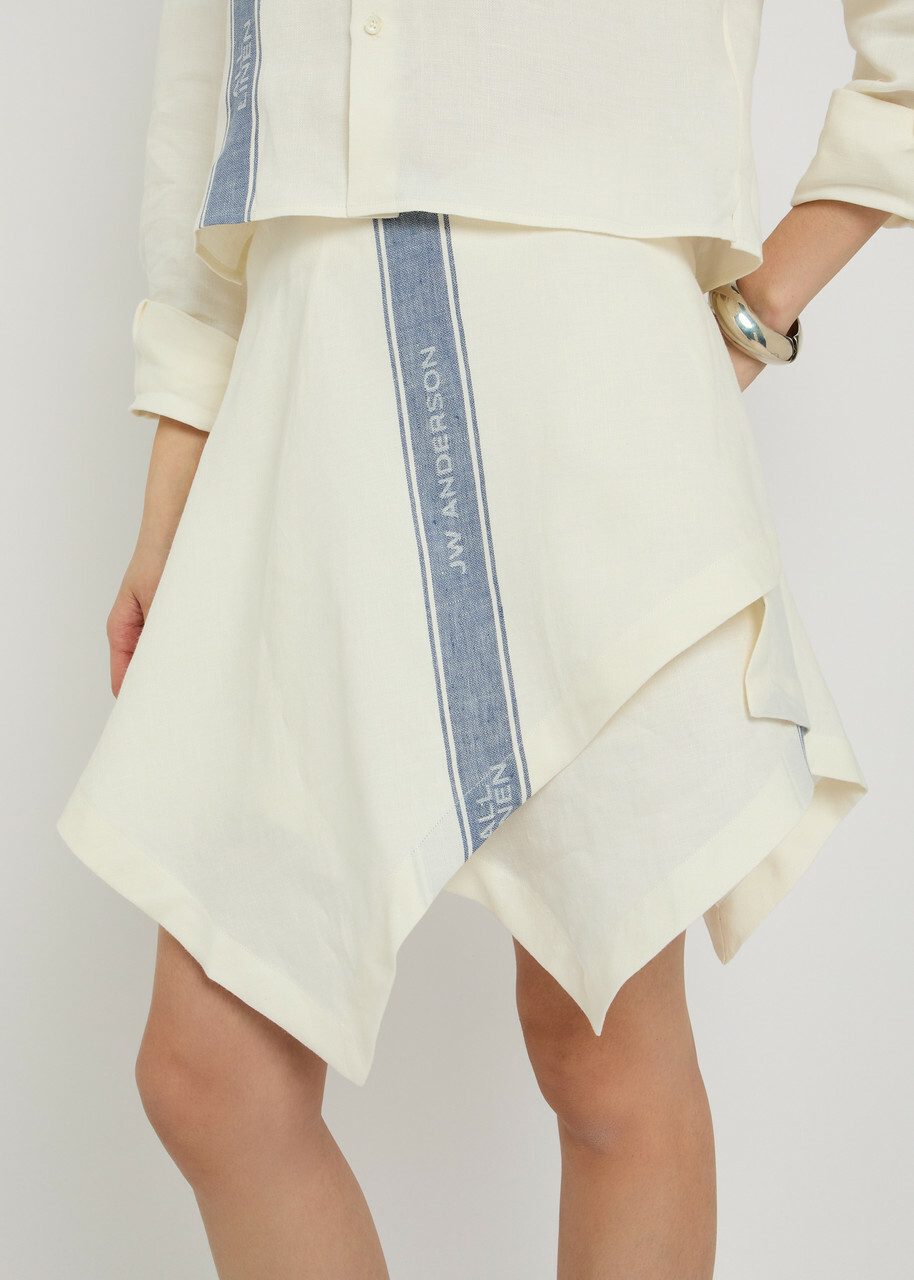 JW Anderson Asymmetric Stripe-jacquard Linen Mini Skirt Off White