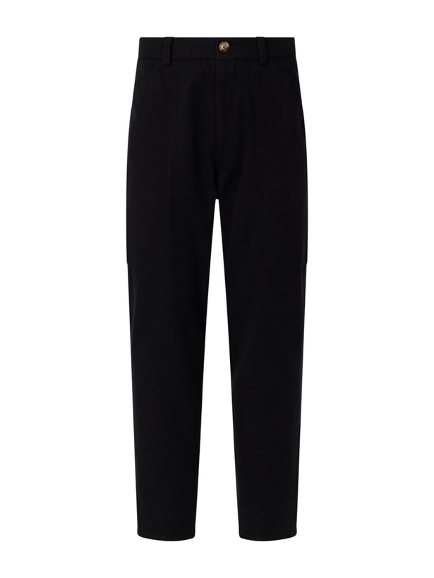 Photo: Brunello Cucinelli - Straight-Leg Cotton-Twill Trousers - Black