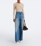 Chloé Ribbed-knit silk-trimmed wool Henley shirt