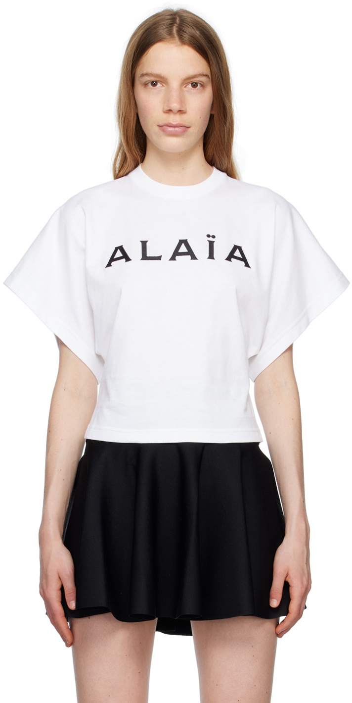ALAÏA White Embroidered T-Shirt ALAÏA