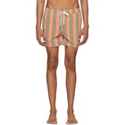 Onia Orange and Green Striped Charles Swim Shorts