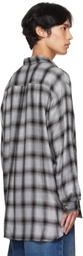 stein Gray Check Oversized Down Pullover Shirt