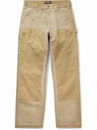 CHERRY LA - Straight-Leg Distressed Cotton-Canvas Trousers - Brown