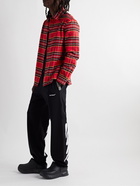 Off-White - Logo-Embroidered Checked Cotton-Blend Flannel Shirt - Red