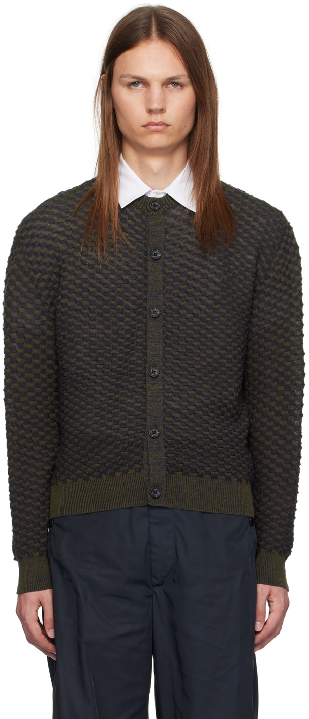 KOZABURO Navy & Green Honeycomb Sweater