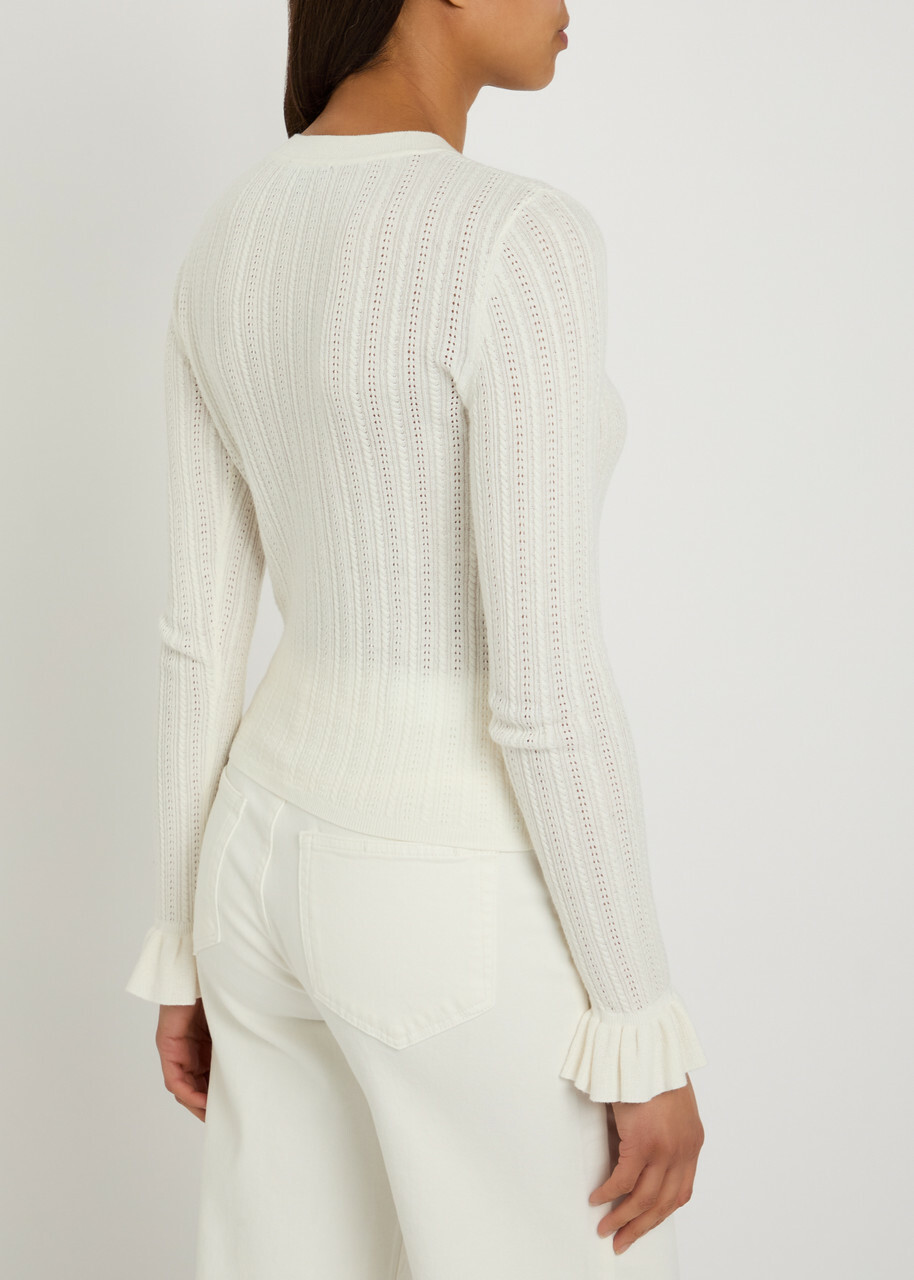 Paige Ophelia Pointelle-knit top White