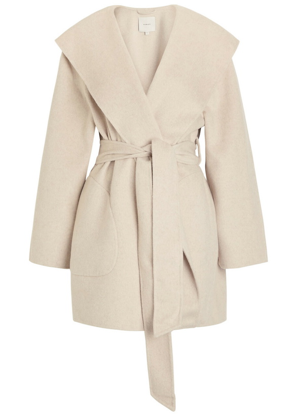 Photo: Varley Edgemere Belted Wool-blend Coat Cream
