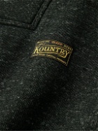 KAPITAL - Alpine Logo-Appliquéd Fleece-Lined Knitted Half-Zip Sweatshirt - Black