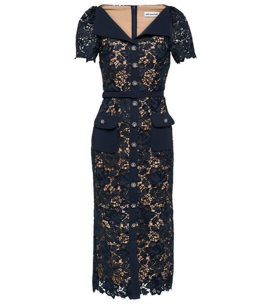 chinese dress ladies Self-Portrait One Shoulder Guipure-lace Midi Dress – Runway Catalog