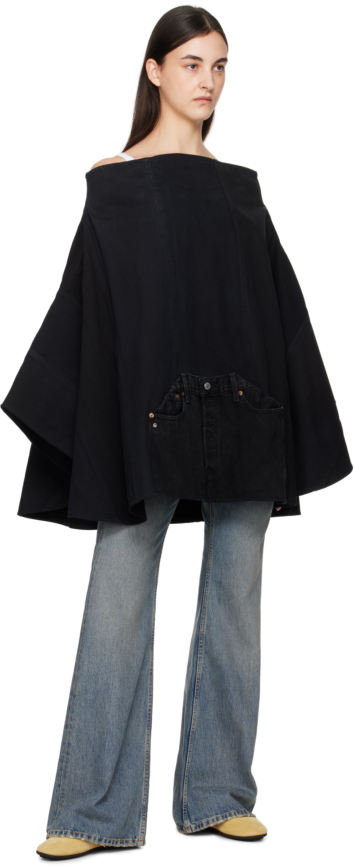 Bless Black Nº73 Sweaterponcho Vintage Denim Jacket