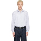 Burberry White & Blue Relaxed Fit Striped Cotton Shirt