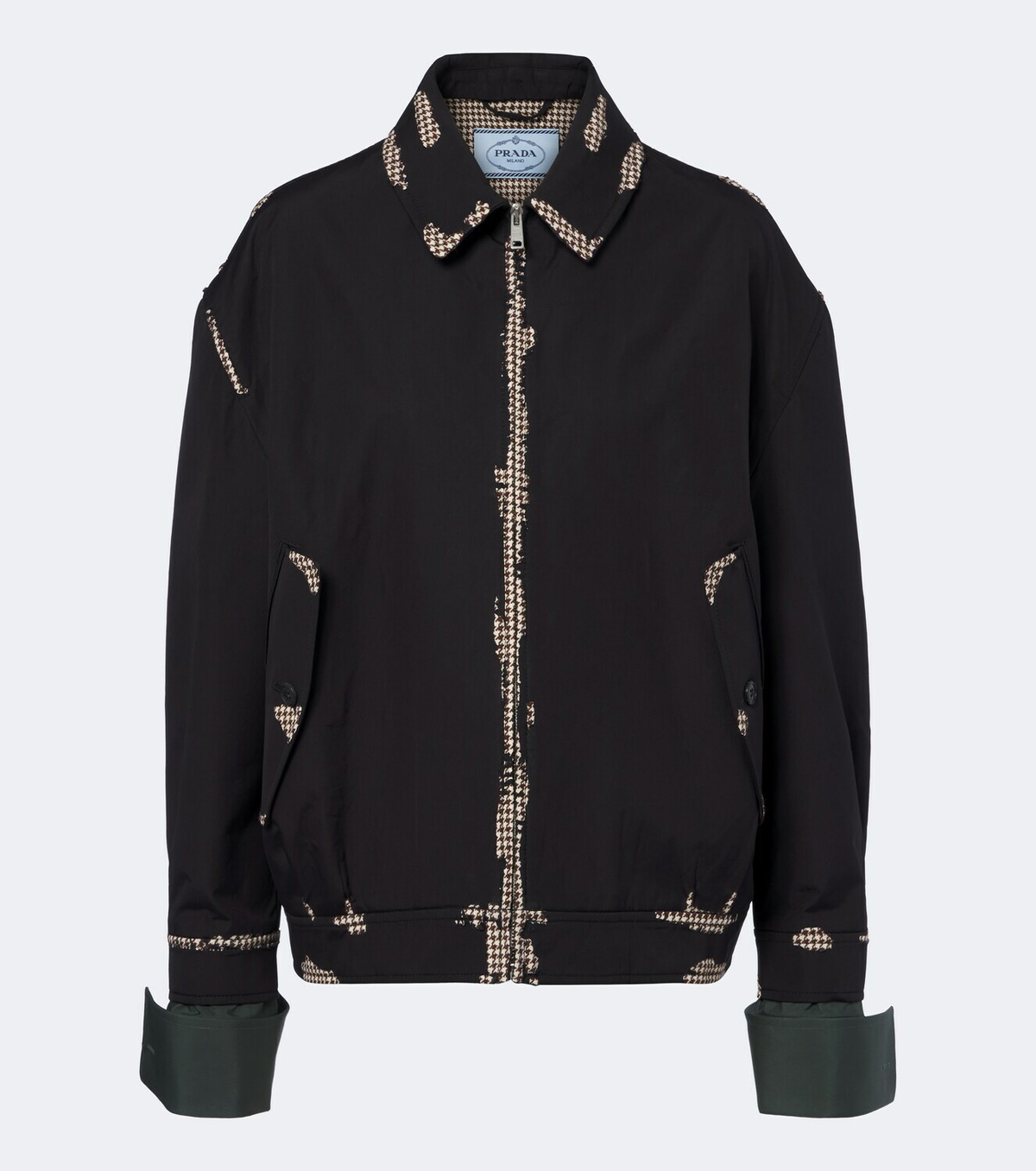 Prada Houndstooth devoré cotton blouson jacket