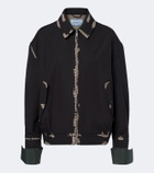 Prada Houndstooth devoré cotton blouson jacket