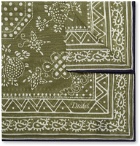 Drake's - Printed Cotton and Silk-Blend Pocket Square - Green