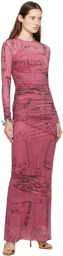 Blumarine Pink Crewneck Maxi Dress