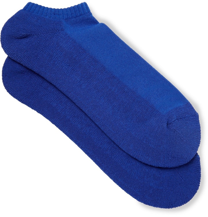 Photo: Mr P. - Cotton-Blend No-Show Socks - Blue