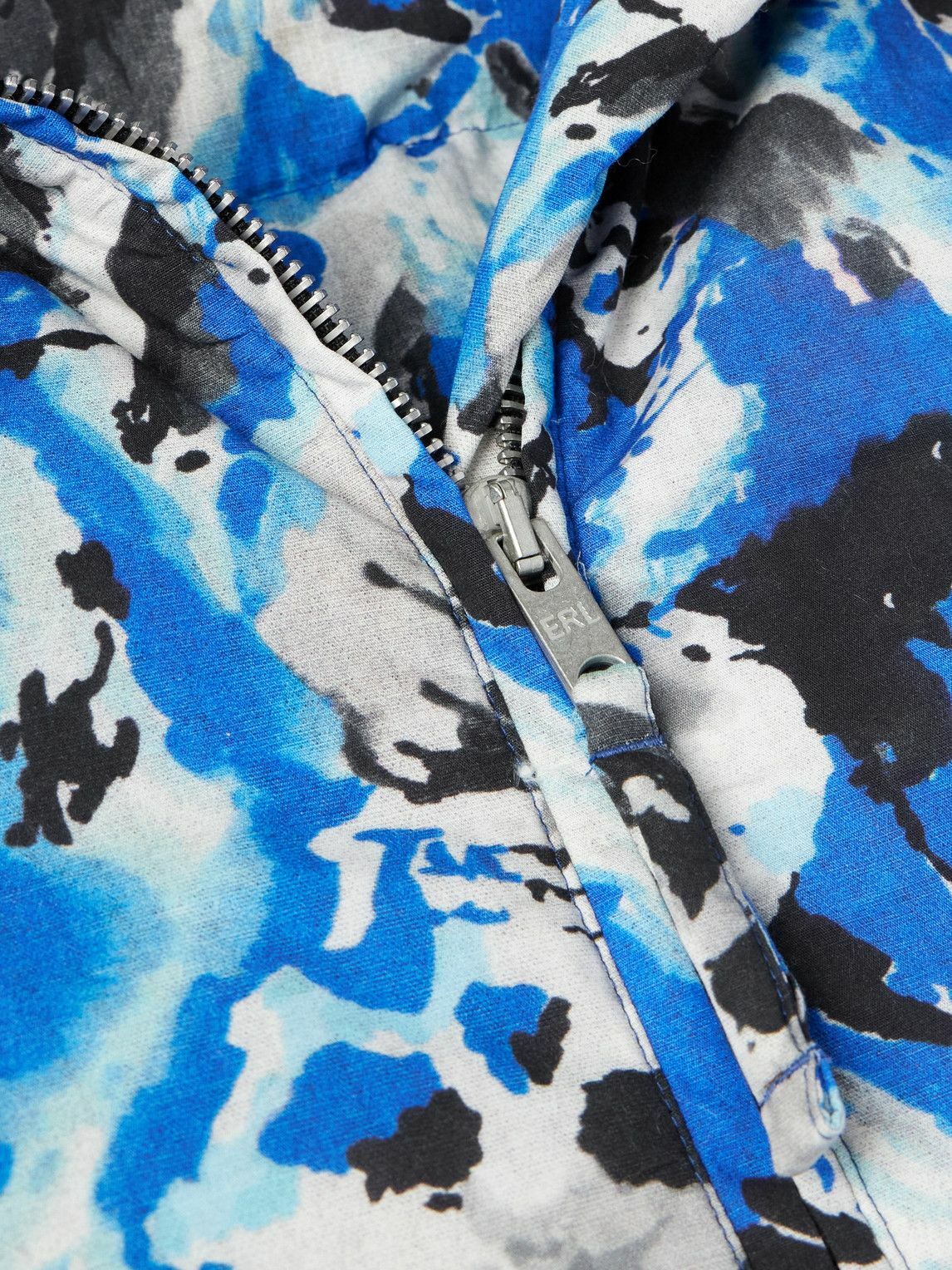 ERL - Skull Printed Padded Cotton-Twill Hooded Jacket - Blue