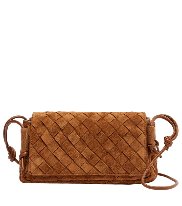 Photo: Bottega Veneta Notturno Intrecciato Small suede crossbody bag