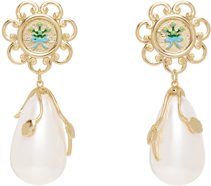 Photo: Shrimps Gold Pearl Olive Earrings