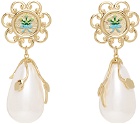 Shrimps Gold Pearl Olive Earrings