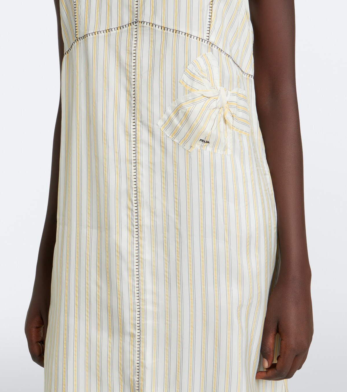 Prada Bow-detail striped midi dress