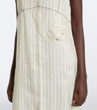 Prada Bow-detail striped midi dress