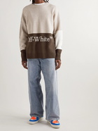 Off-White - Logo-Jacquard Colour-Block Wool Sweater - Neutrals