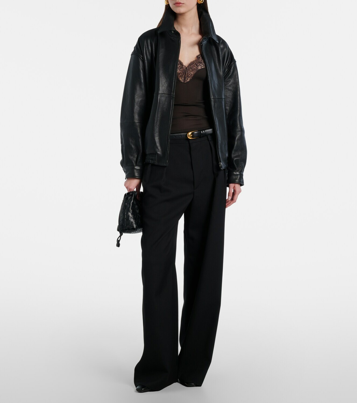 Nour Hammour Doran oversized leather blouson jacket