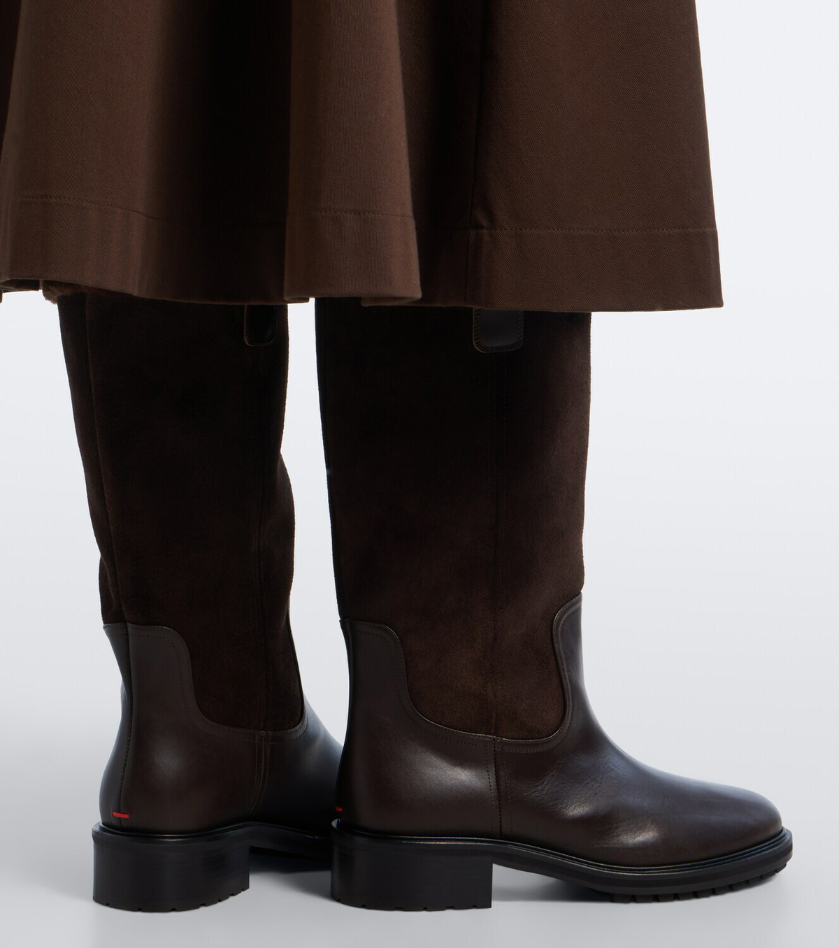 Aeyde Theo leather and suede knee-high boots