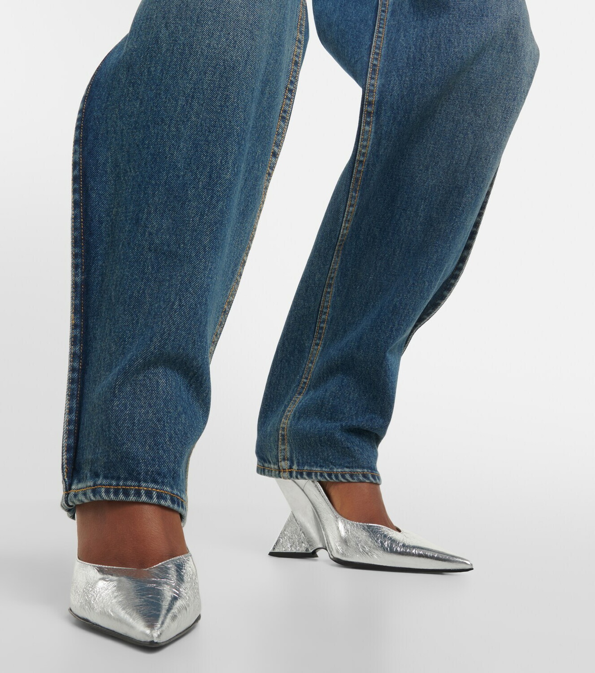 Area Embellished cutout tapered jeans AREA